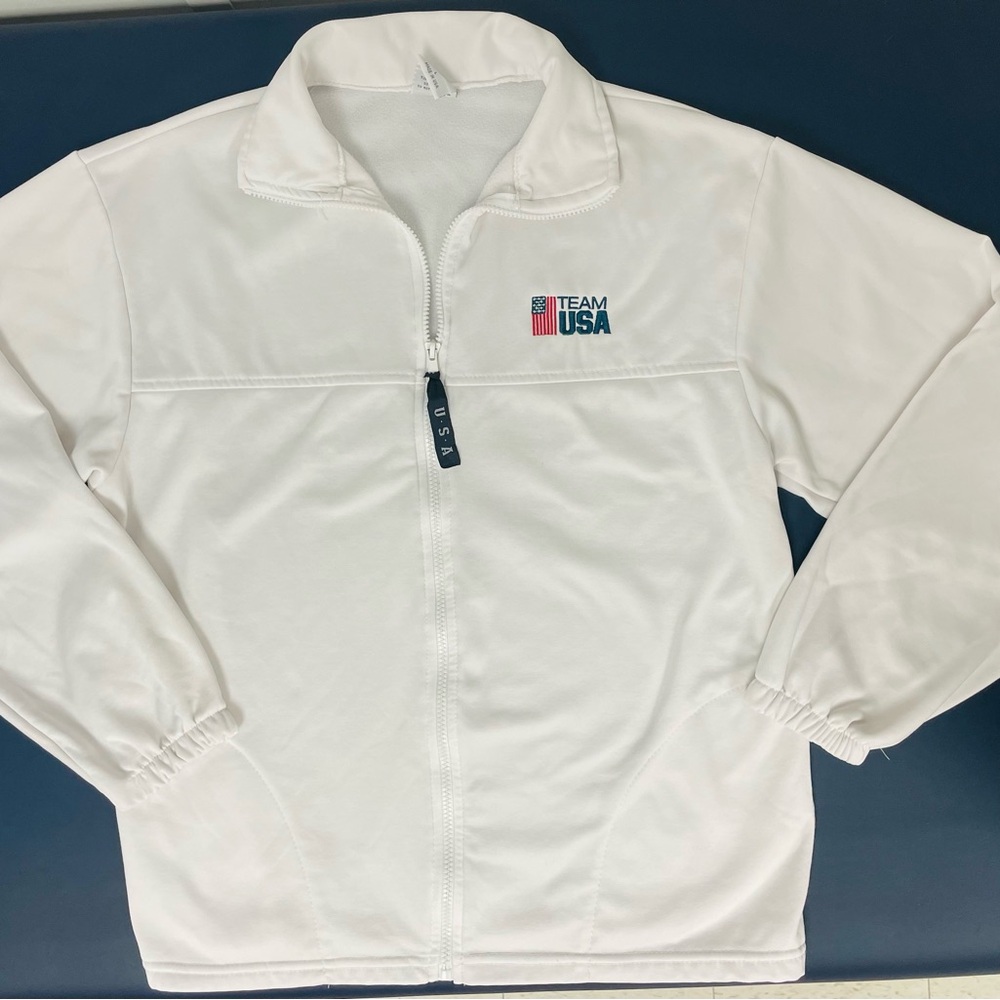Vintage Olympic Committee Team USA White Zip-Up Jacket, Sz large